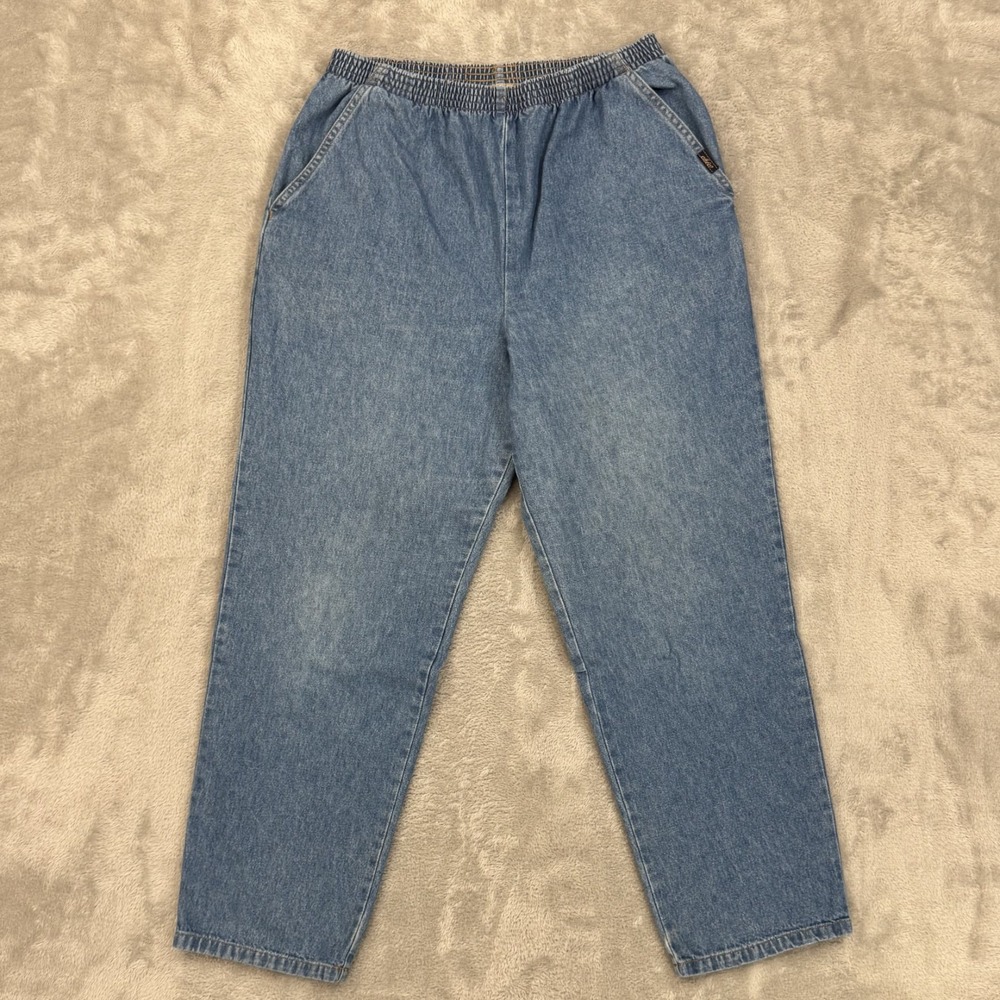 Chic Jeans Womens 14 Petite Blue‎ Mom Relaxed High Rise Elastic Waist 90s Denim